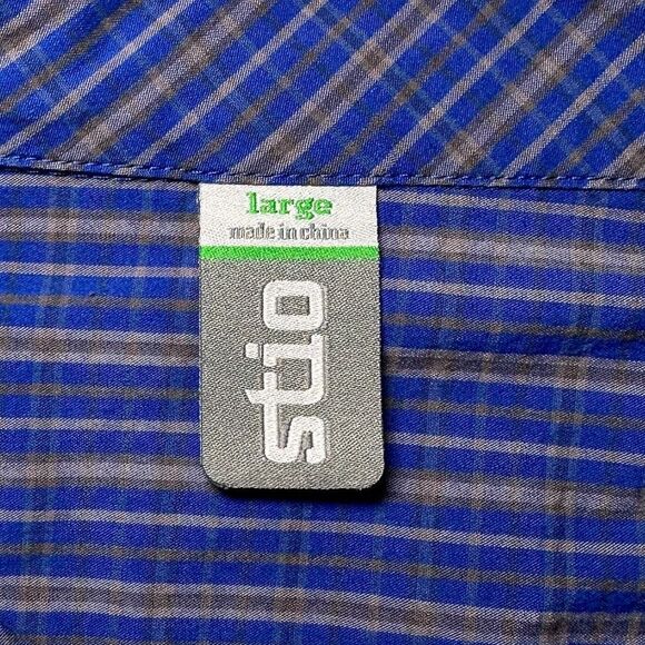 Stio Men's Large Bircher Blue Plaid LS Button-Up Performance Shirt D/C - EUC - Picture 4 of 12